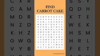 Find CARROT CAKE - Word Search Puzzle #wordgames #wordpuzzle #WORDSEARCH #carrotcake