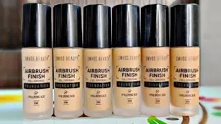 Swiss beauty Airbrush Finish Full Coverage foundation|| All Shades Review & Swatches||#swissbeauty