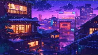 🌙 80’s & 1990 Snowfall Over Quiet Streets | Lofi Study Beats | The Japanese Town