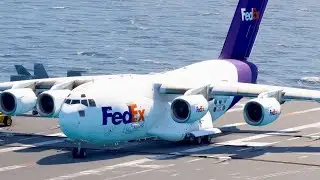 INSANE PILOT! FedEx C-17 Globemaster Takes Off from Aircraft Carrier!