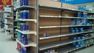 Coronavirus panic shopping: empty shelves at Walmart