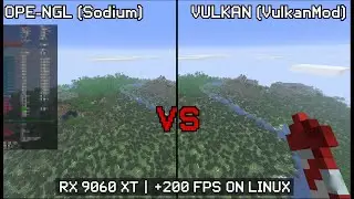 Minecraft FPS Comparison: OpenGL vs Vulkan on Arch Linux | RX 9060 XT and ryzen 5 5600x