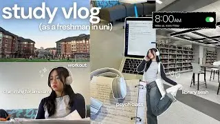STUDY VLOG 💻  exam cramming, workout, library sesh, very realistic & productive (freshman year)