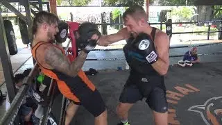 Australian boxing champion Dave Toussaint working with Sam Bastin