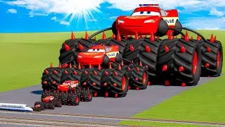 Big & Small McQueen & Police Car vs Zombie Mack  BeamNG.drive