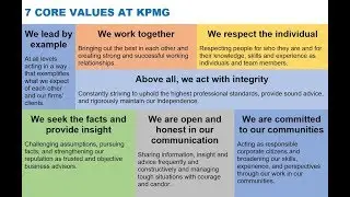 7 CORE VALUES AT KPMG via John Veihmeyer