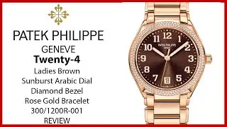 ▶ Patek Philippe Twenty~4 женские коричневые часы с арабскими бриллиантами в оправе Sunburst 7300/1200R-001 &mdash; ОБЗОР