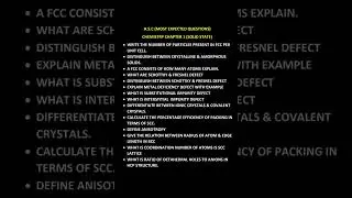 12th |HSC| Chemistry |2025 |Most Important Questions| Chapter 1| Solid State