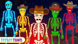 Five Groovy Skeletons Song by Teehee Town | Spooky Rhymes For Kids | Cartoon Candy