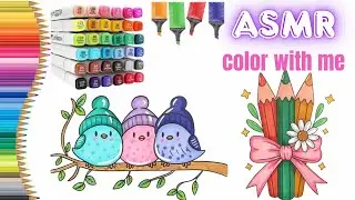 Satisfying Coloring ASMR using Alcohol Markers|Cute &Cozy Relaxing Stress Relief Coloring Book Pages