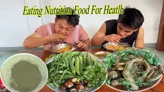 Let's Eat Nutrition Foods For Our Health ( Fish-paste, Duck's Legs and Fresh Vegetables)