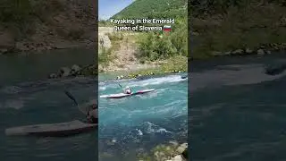Exploring the crystal clear waters of the Soča River. #Slovenia #SocaRiver #Kayaking