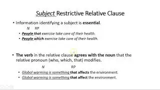 (ESL): Restrictive and Nonrestrictive Relative Clauses