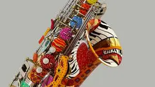 Orange Splash Hand Painted Alto Saxophone by Juleez Art