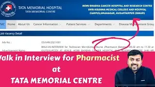 Walk in Interview for Pharmacist at TATA MEMORIAL CENTRE HOMI BHABHA CANCER HOSPITAL MUZAFFARPUR