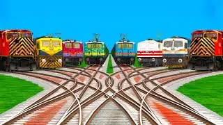 Every Trains Crossing On Bumpy Forked Longest Railroad Crossing Tracks l train Locomotives Gameplay