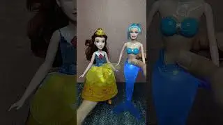 cute transforming little mermaid and Disney princess Belle