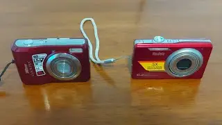 Two Red Digital Cameras - Nikon Coolpix L20 & Kodak EasyShare M380