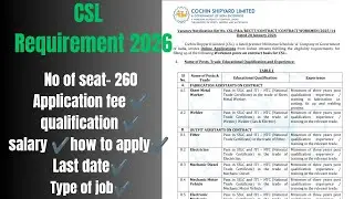 Cochin shipyard limited requirement 2025 on contract basis #itijobs #itibharti #contractjob #csljob