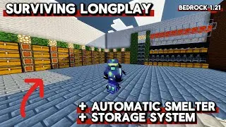 Automatic Smelter + Storage System Build ⚙️🔥p22 | Bedrock Survival (No Voice)