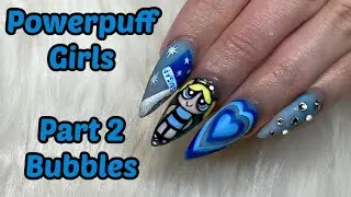 Powerpuff Girls  Part 2 Bubbles / Handpainted Nail Art
