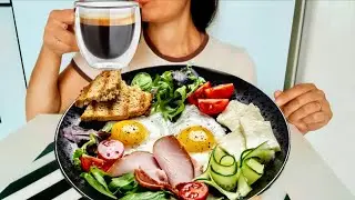 MUKBANG BREAKFAST EGGS + SANDWICHES + SAUSAGE + VEGETABLES + COFFEE | EATING NO TALKING | LETS EAT 