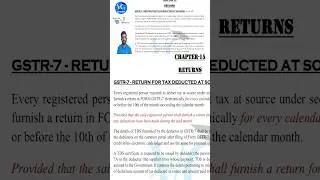 TDS Returns under GST | GSTR 7 | GST Amendment | Indirect Tax | CA Intermediate | ICAI