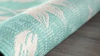 LR Home Teal Ash Leaves Indoor/Outdoor Sanibel Rug