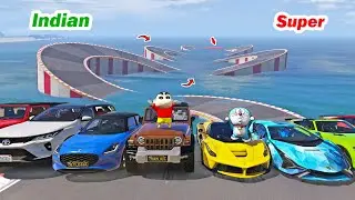 gta 5 curved water ramp challenge Indian cars vs super cars telugu | gta v in telugu