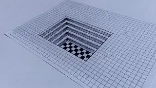 How to draw 3d stairs on graph paper.| 3d art. | 3d ladder drawing.| 3d illusion art.