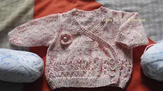 Tuto Tricot Brassi&egrave;re Cache-C&oelig;ur B&eacute;b&eacute; 0/1 mois - 3 mois - 6 mois au point jersey et ajour&eacute; devant