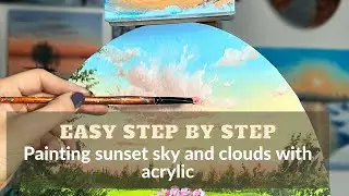 Easy step by step painting sky and clouds with acrylic paint