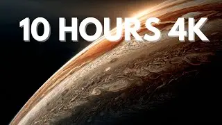 ORBITING JUPITER: 10 Hours of Deep Space Ambience | Heavy Storm & Signal Glitches [4K]