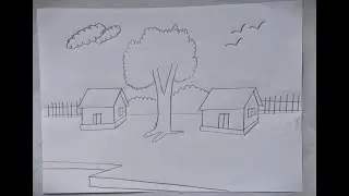Easy Village Scenery Drawing Step by Step | Full Tutorial