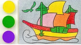 🎨 Colorful Sand Art: Painting a Bright Sailing Ship