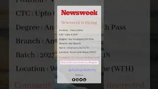 Newsweek is Hiring for Video Editor Positions. #freshers #hiring #workfromhome #applynow