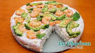 PASTEL DE SUSHI CON CAMARÓN Y AGUACATE!!!