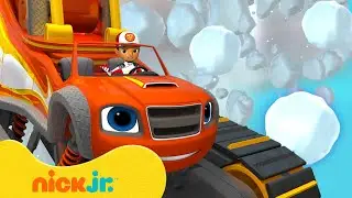 Blaze en de Monsterwielen | Blaze verplettert sneeuwballen en hakt ijs! ❄️ | Nick Jr. Nederlands