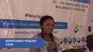 Nomfundo Mogapi CSVR Director at the #NeverAgainZW Conference