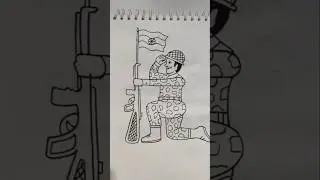 Independence day drawing of a soldier/ Quick simple and easy drawing of army officer using number 15