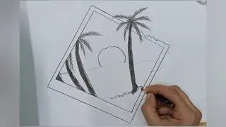 Black and White Beach Drawing | Charcoal Pencil Art | Relaxing Sketch @freeart207