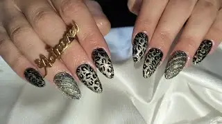 ANIMAL PRINT Y CAT EYE UÑAS DE ACRÍLICO @AcinorevNailsDiseños 