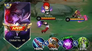 ABUSING THIS CHOU BEST BUILD & EMBLEM AGAINST META HEROES IN SOLO RANK 🔥🔥