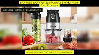 Bpa Free 500W Portable Personal Blender Mixer Food Processor With Chopper Bowl