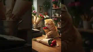 Clumsy Cat Causes Chaos in the Flower Shop #shorts #cat #funny #animals #cute #viral