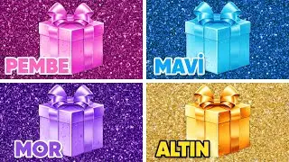 Hediyeni Seç! 🎁 Ne kadar Şanslısın? 🎀💙💜💛 Pembe, Mavi, Mor, Altın