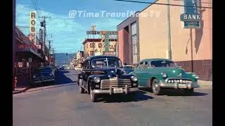 Vintage Tillamook Oregon 1950s Color Video Street Scene Classic Cars Neon Signs Vintage Store Fronts
