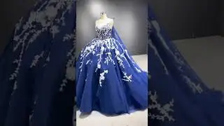 High-end Navy Blue Handmade  Beading Sequins Appliques Prom Dresses