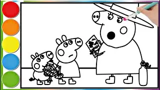 Peppa Pig shows her mom her test results || Learn to color Peppa Pig's coloring page for kids
