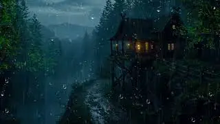 Heavy Rain & Soft Thunder 🌧️ Dark Hillside Cabin Night Ambience &ndash; For Sleep, Calm & Focus